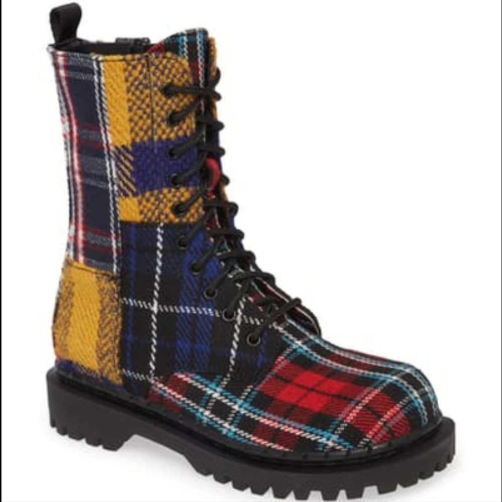 NEW Jeffrey Campbell Plaid Platform Combat Boots - Picture 6 of 6